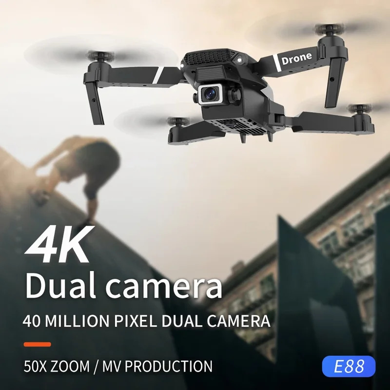 E88 프로 지능형 접이식 드론, 단일/듀얼 카메라 전 - Drone Cinematic 리뷰 및 가격