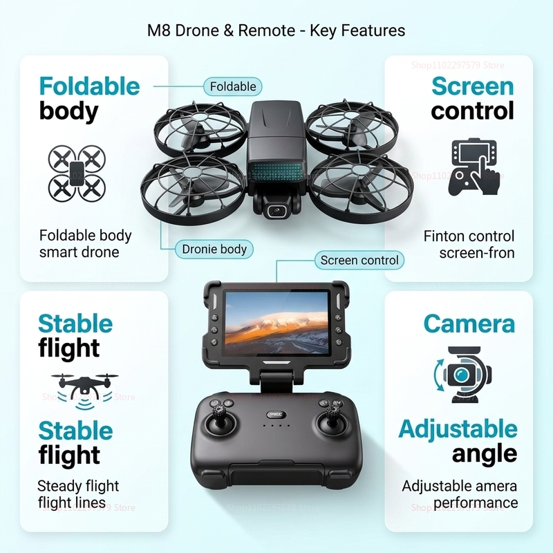 새로운 드론 M8 GPS 8K 프로페셔널 HD 360  - Drone Multispectral 리뷰 및 가격